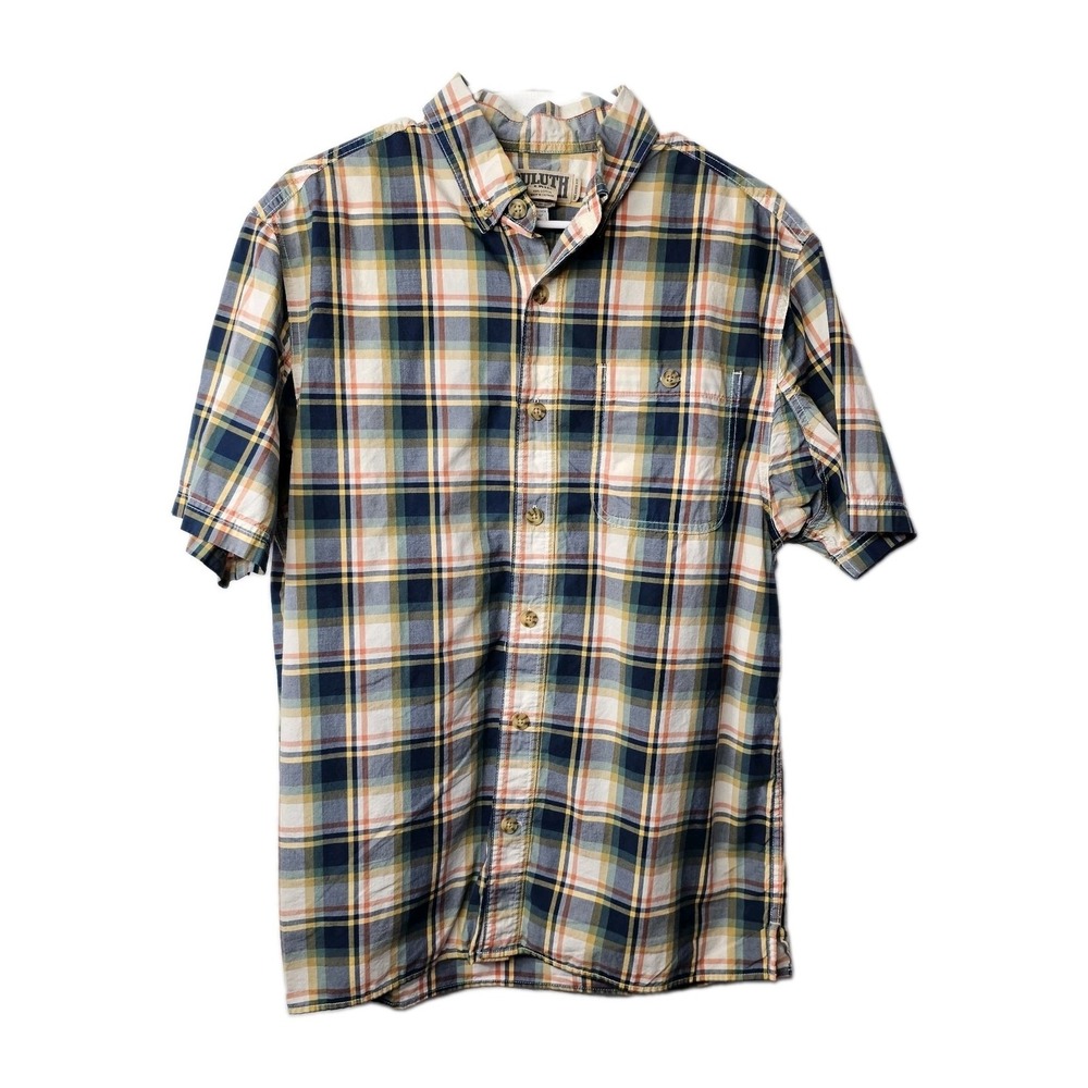 Duluth Trading Co Mens Med Relaxed Fit Plaid Work Shirt Utility Workwear Durable - Picture 1 of 6